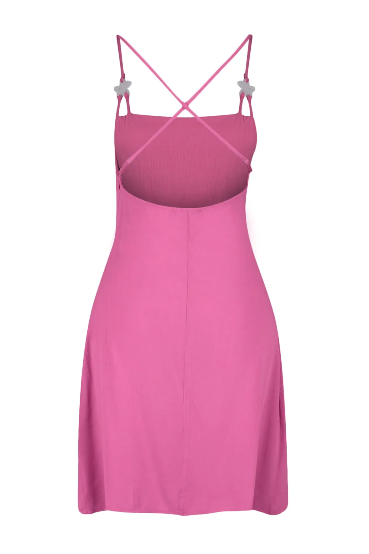 Trendyol Collection  Rosa gewebtes rückenfreies Mini-Strandkleid TBESS23EL00178
