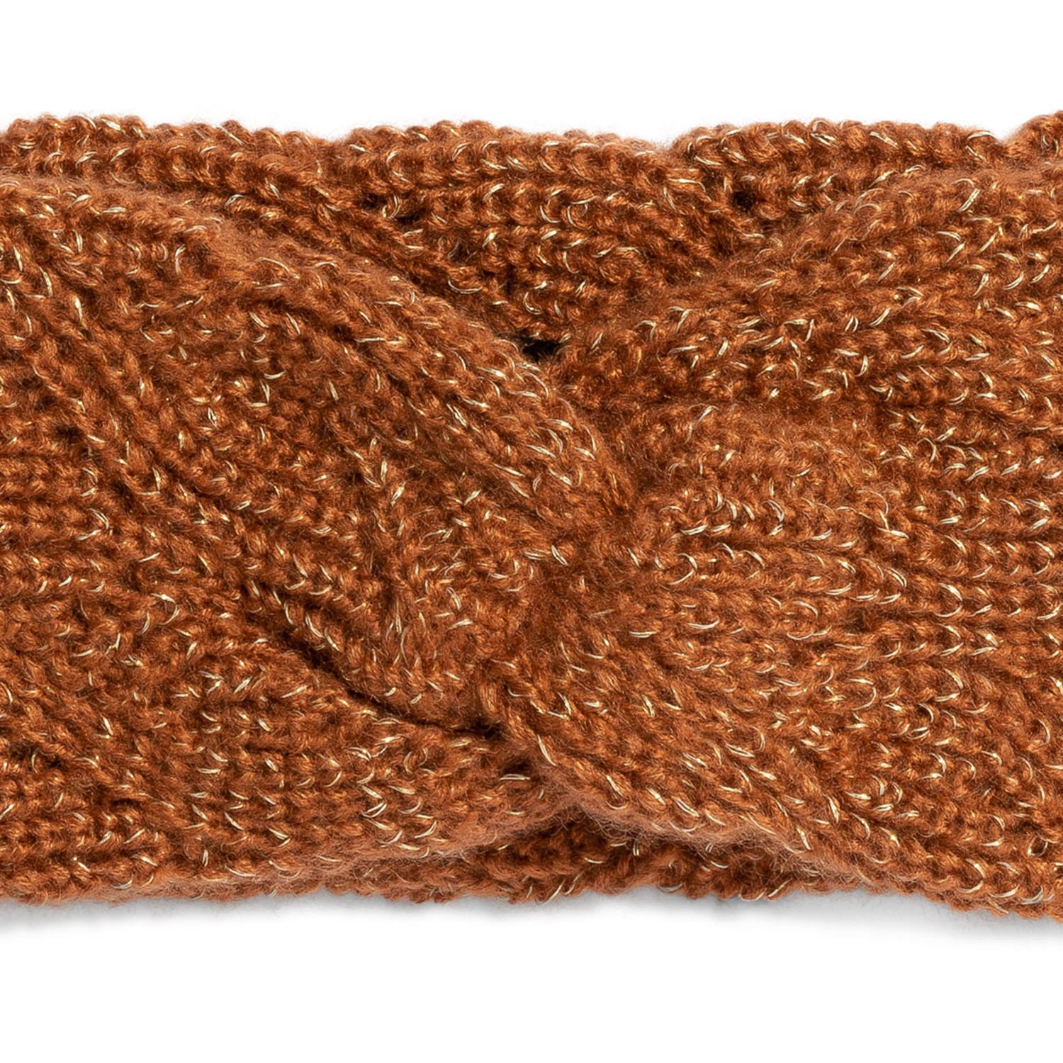 Bandeau terracotta en maille torsadée lurex