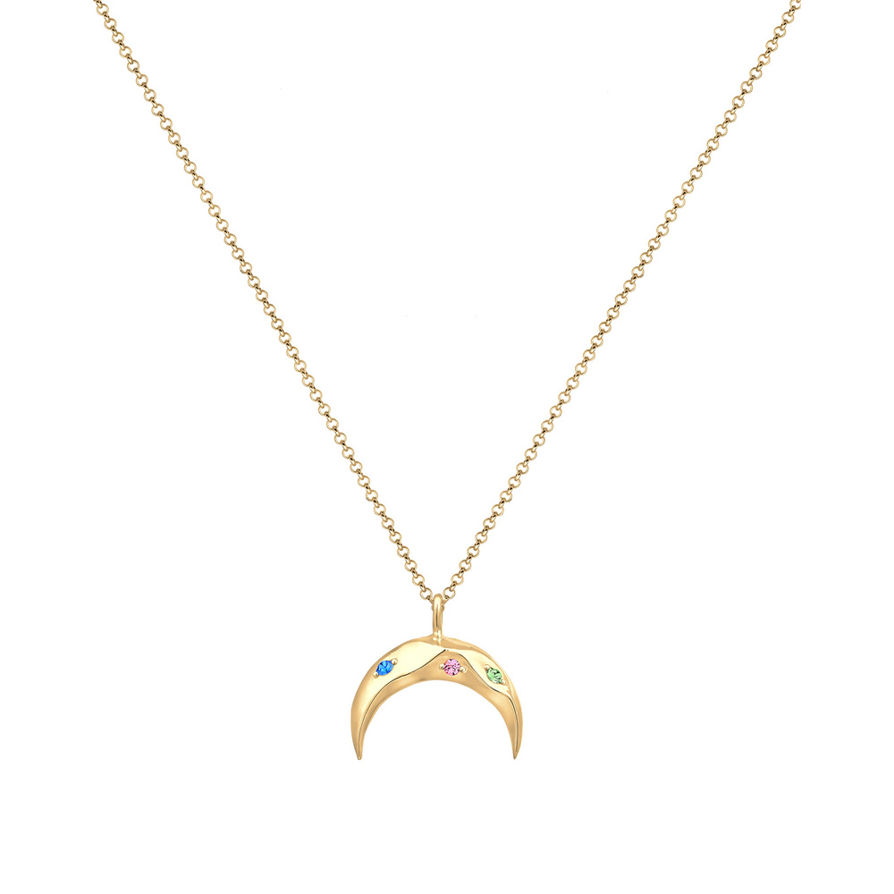 Elli Elli Collier DemiLune Astro Boho Coloré Cristaux Collier Femme  (925/1000) Argent collier