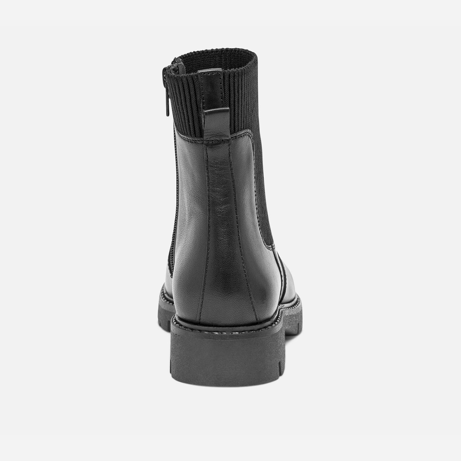 Boots-chaussette noir éco-conçu en cuir