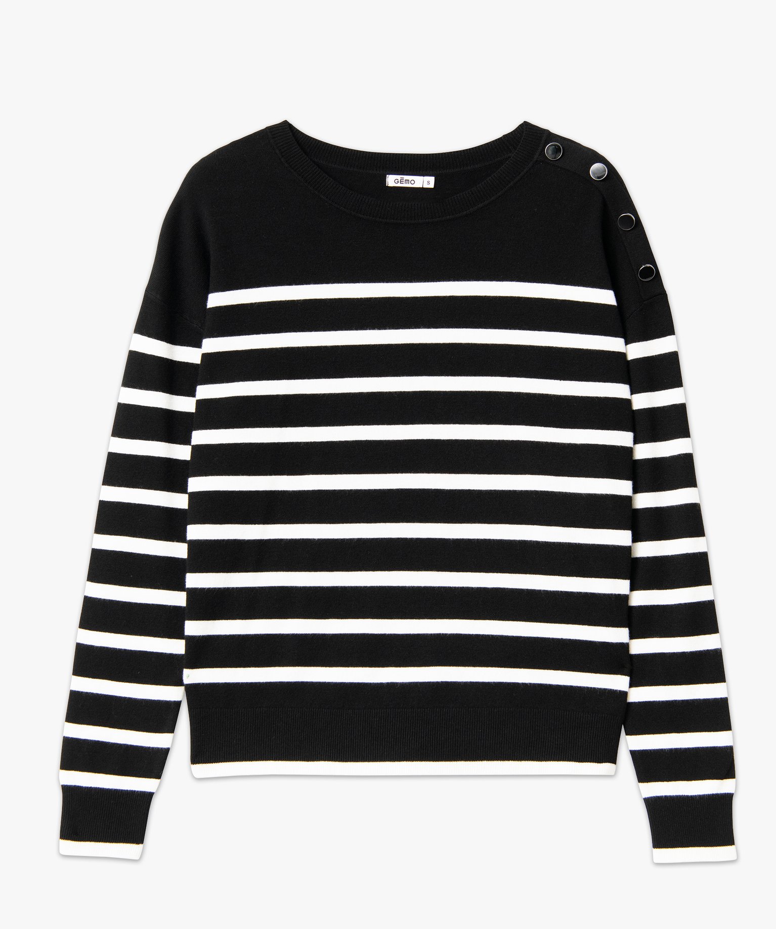 Pull rayé en maille fine avec col rond femme raye | GEMO