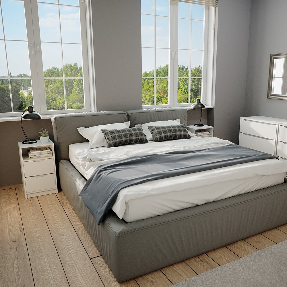 Vicco Nachtkommode Nachttisch Kommode für Boxspringbett RUBEN weiß