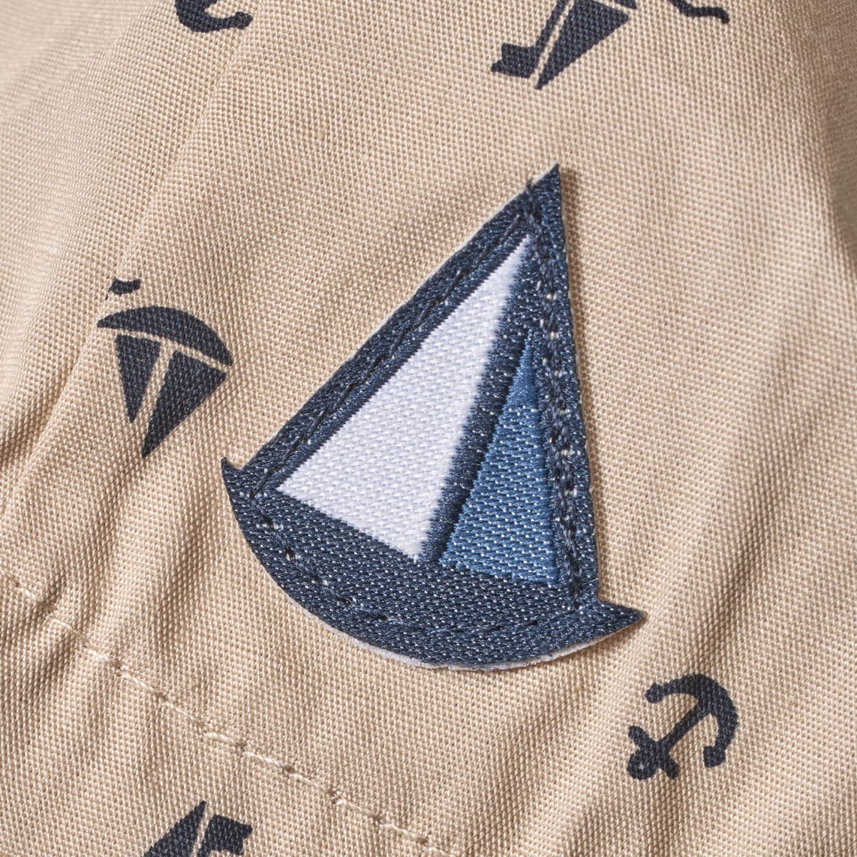 Schirmmütze mit Segelschiff-Motiv, beige, Gr. 48/49, 1 St