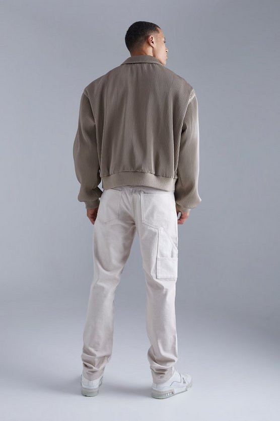 Tall kastige Harrington-Jacke aus Kunstleder