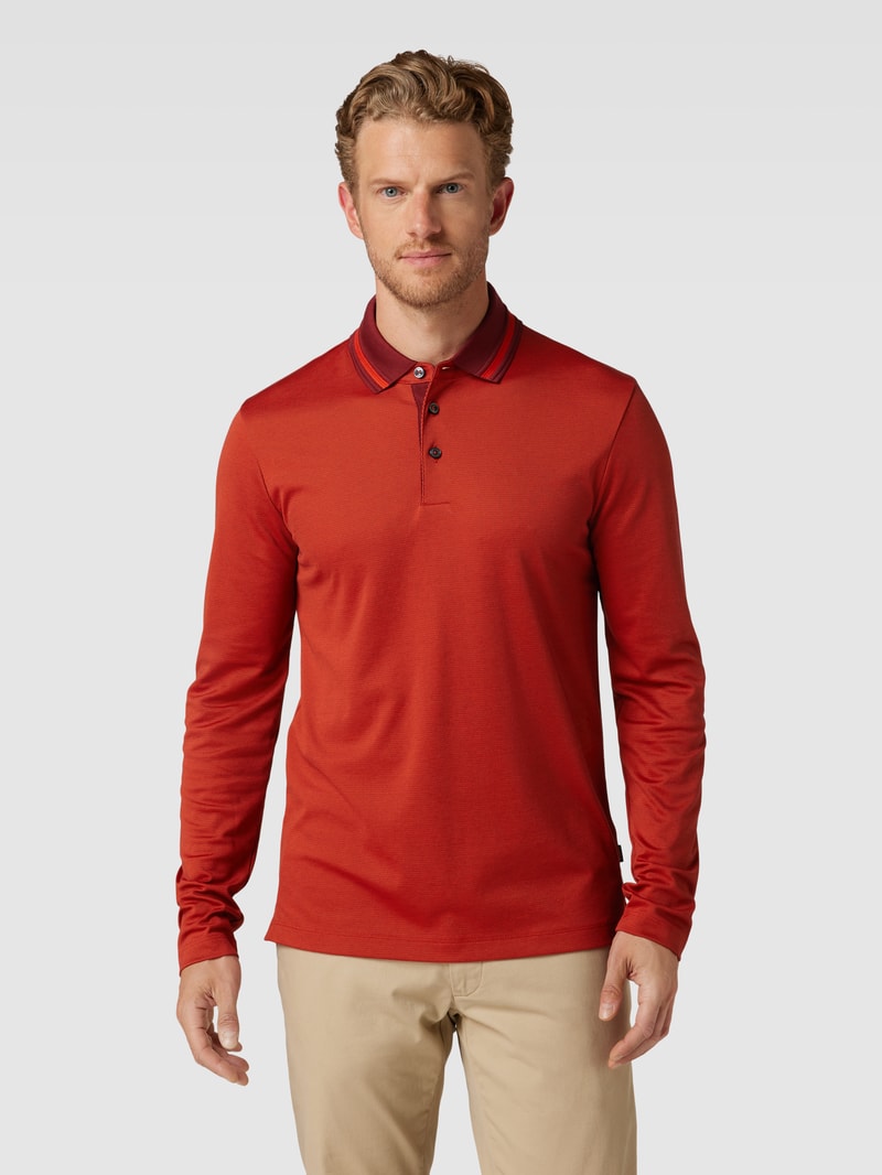 Poloshirt mit Strukturmuster Modell 'Pleins' in bordeaux rot