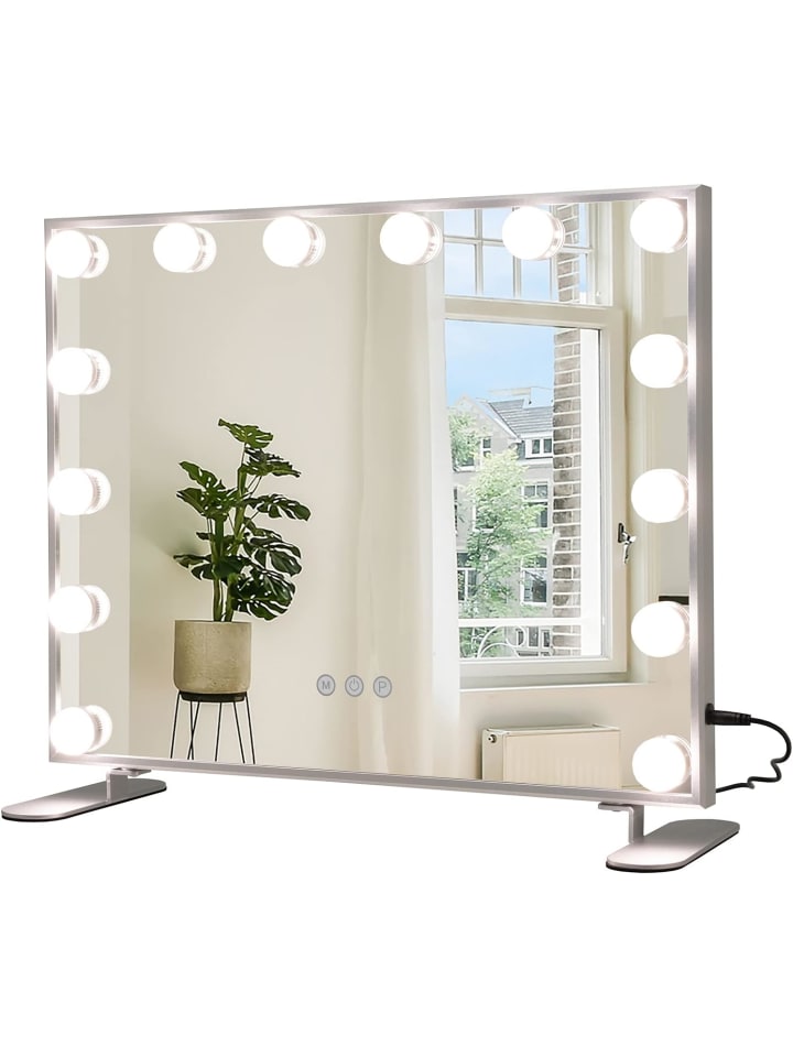 COSTWAY Kosmetikspiegel mit 15 LEDs in Silber günstig kaufen 50 cm