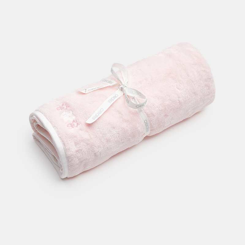 Couverture imprimée chats et soft boa rose naissance