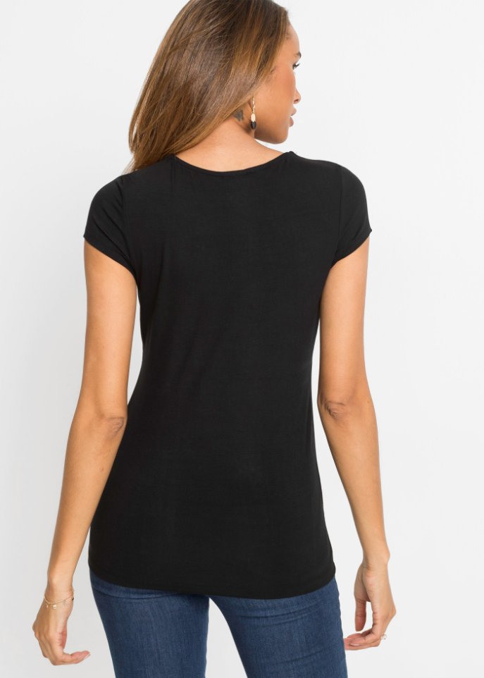 Shirt mit tiefem V-Ausschnitt mit nachhaltiger Viskose