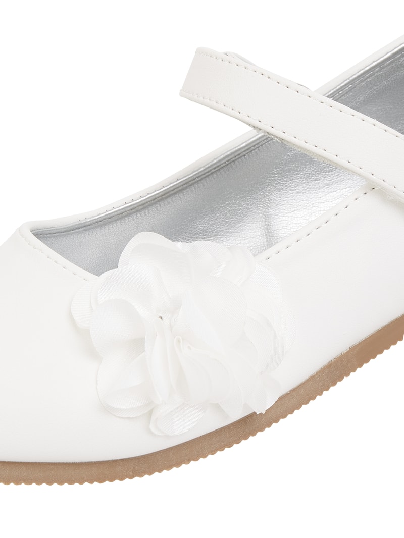 Ballerinas mit Blüten-Applikation in ecru