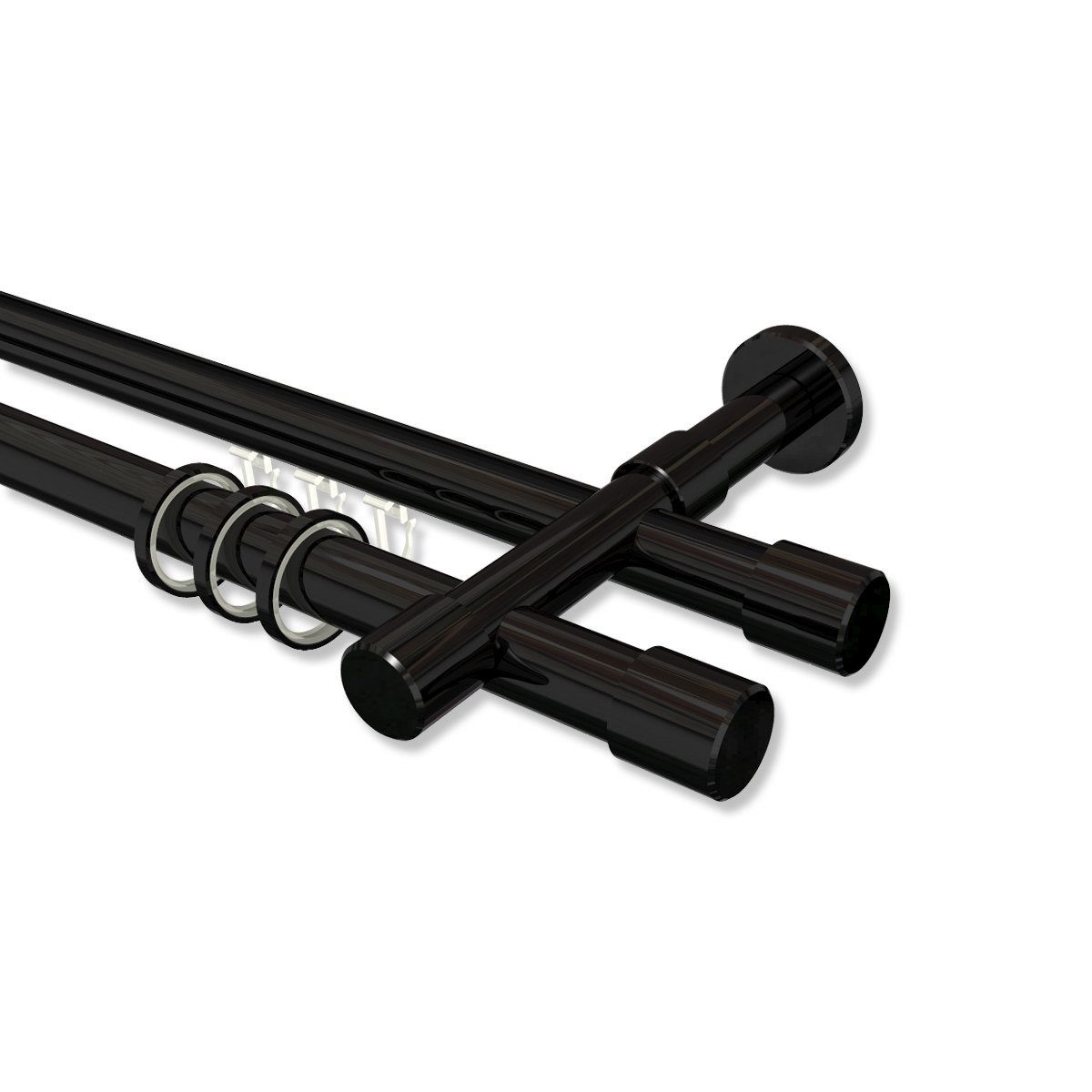 Gardinenstange Prestige Santo, INTERDECO, Ø 20 mm, 2-läufig, Wandmontage, Schwarz