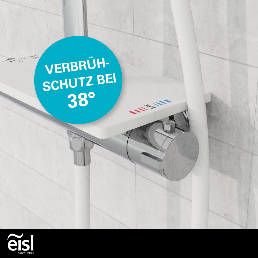 Eisl Duschset GRANDE VITA Duschsystem mit Thermostat und Ablage, Chrom/Weiß