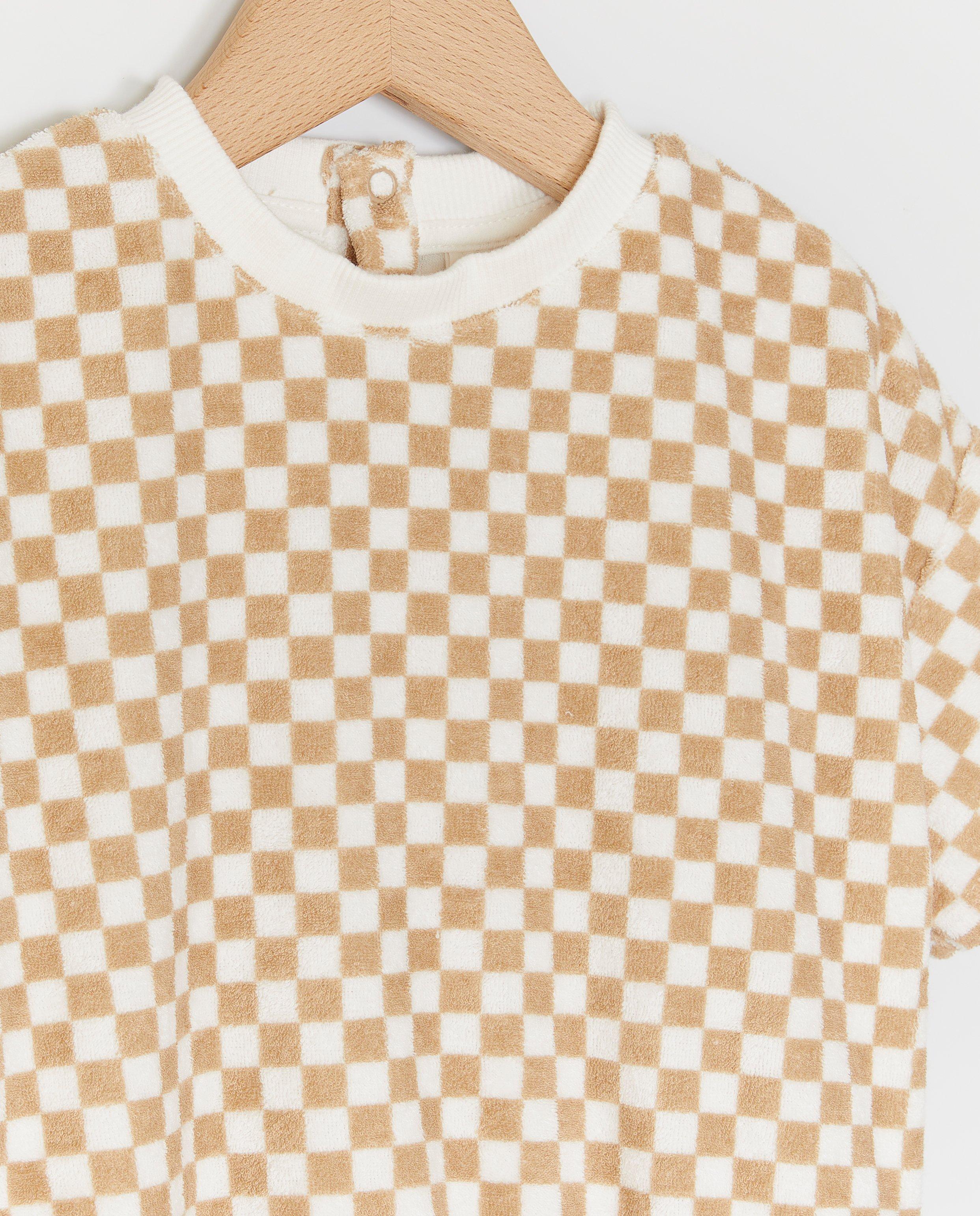 Tricou unisex Nanja Massy din material terry, alb pentru bebeluși