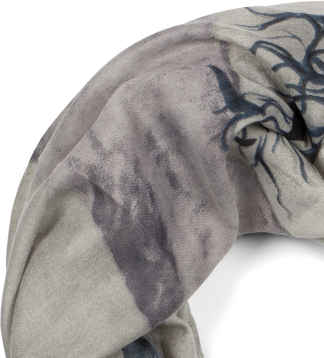 styleBREAKER Loop, (1-St), Loop Schal mit Hirsch Print
