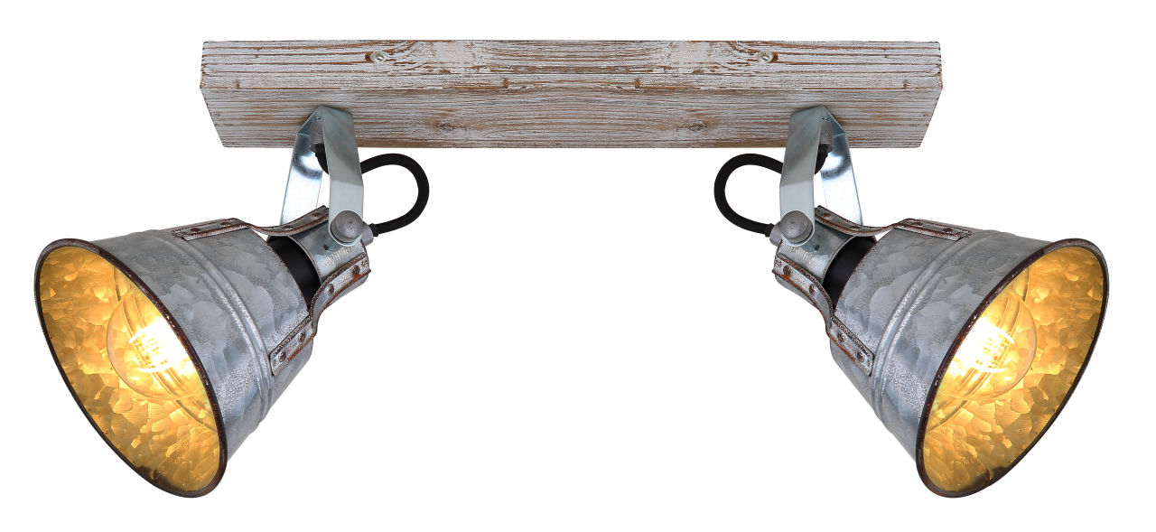 Globo Lighting - GÜNTHER I - Strahler Holz weiß, 2x E27