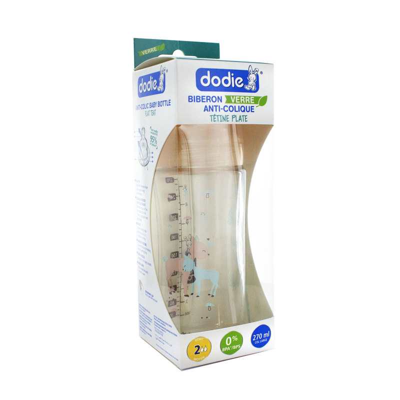 Biberon en verre 0-6 mois 270 ml anti colique Biche Dodie