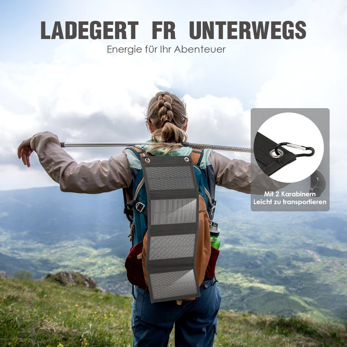 LETGOSPT Solarmodul 40W Solarpanel Faltbar mit USB Anschluss Wasserdichtes Tragbares, IPX4 Solar Panel Outdoor für Outdoor-Camping Wandern