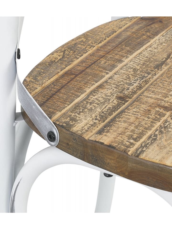 KADIMA DESIGN Küchenstuhl aus Walnussholz mit Metallbeinen, Rustikaler Vintage in Braun-Weiß günstig kaufen onesize