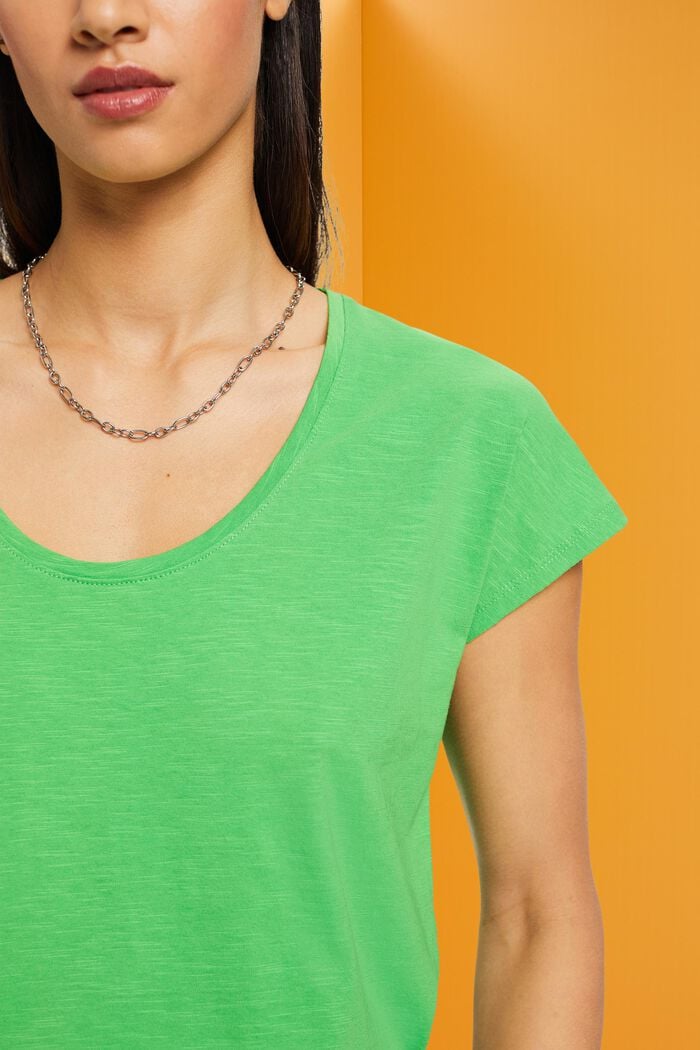 Baumwoll-T-Shirt mit U-Ausschnitt