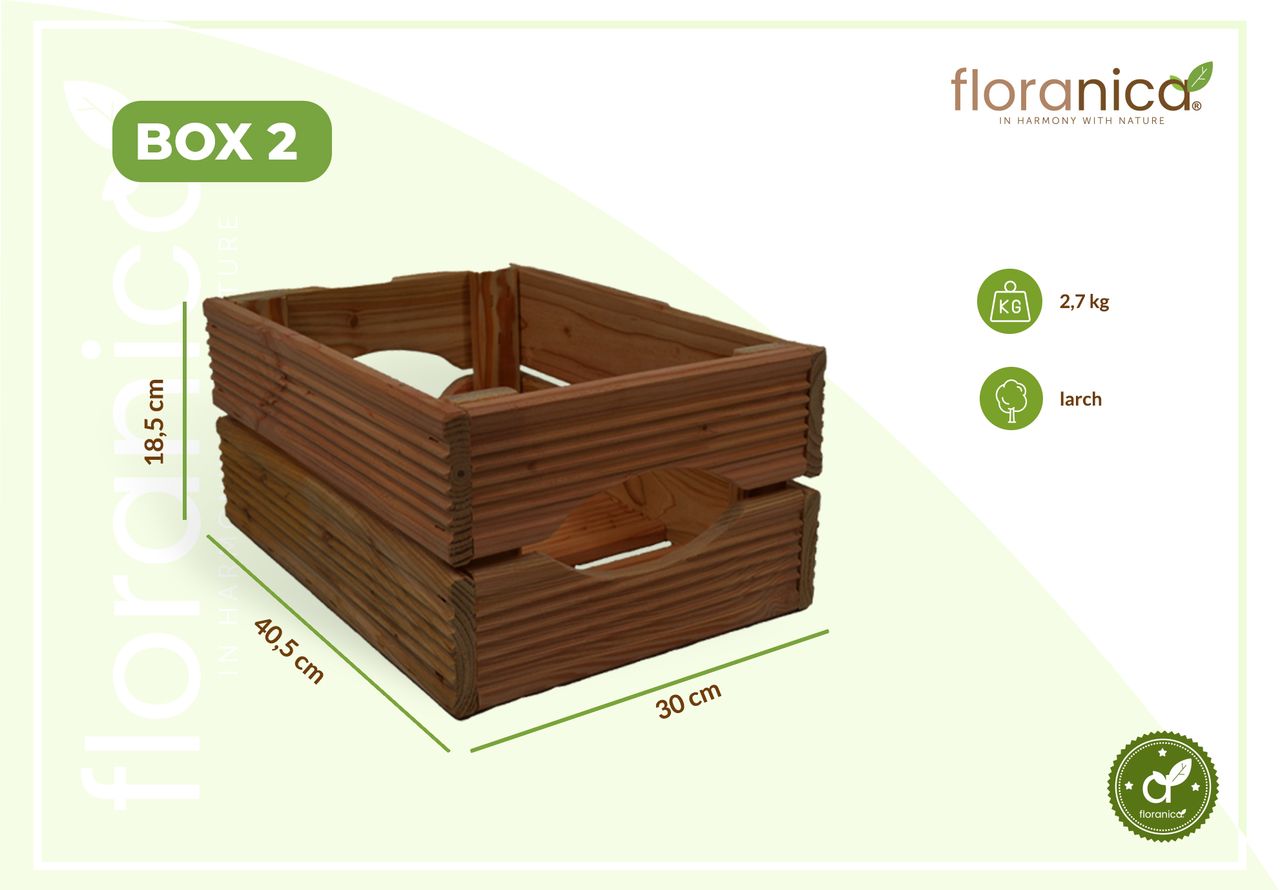 Pemicont Floranica Holzkiste Lärche Braun 3er Set Gartendeko Aufbewahrungsboxen Obstkisten Blumentopf Holz Kiste Spielzeugkiste