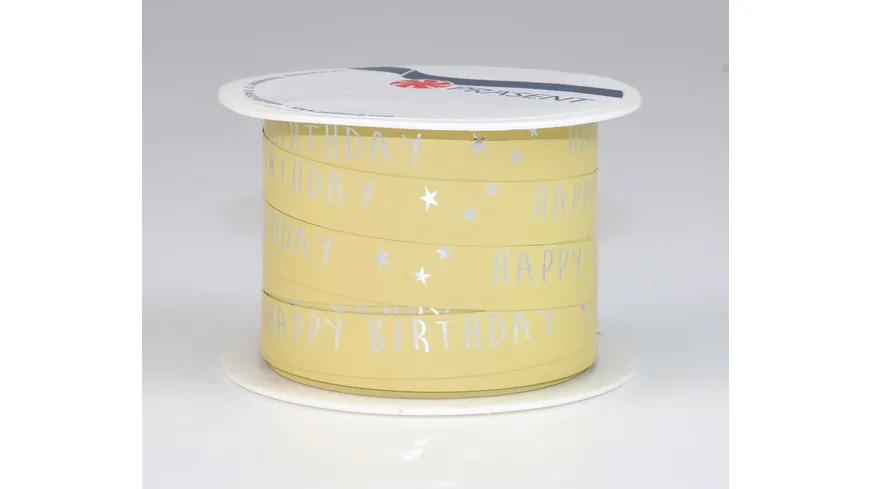 PRÄSENT Polyringelband Birthday gelb 10 m gelb