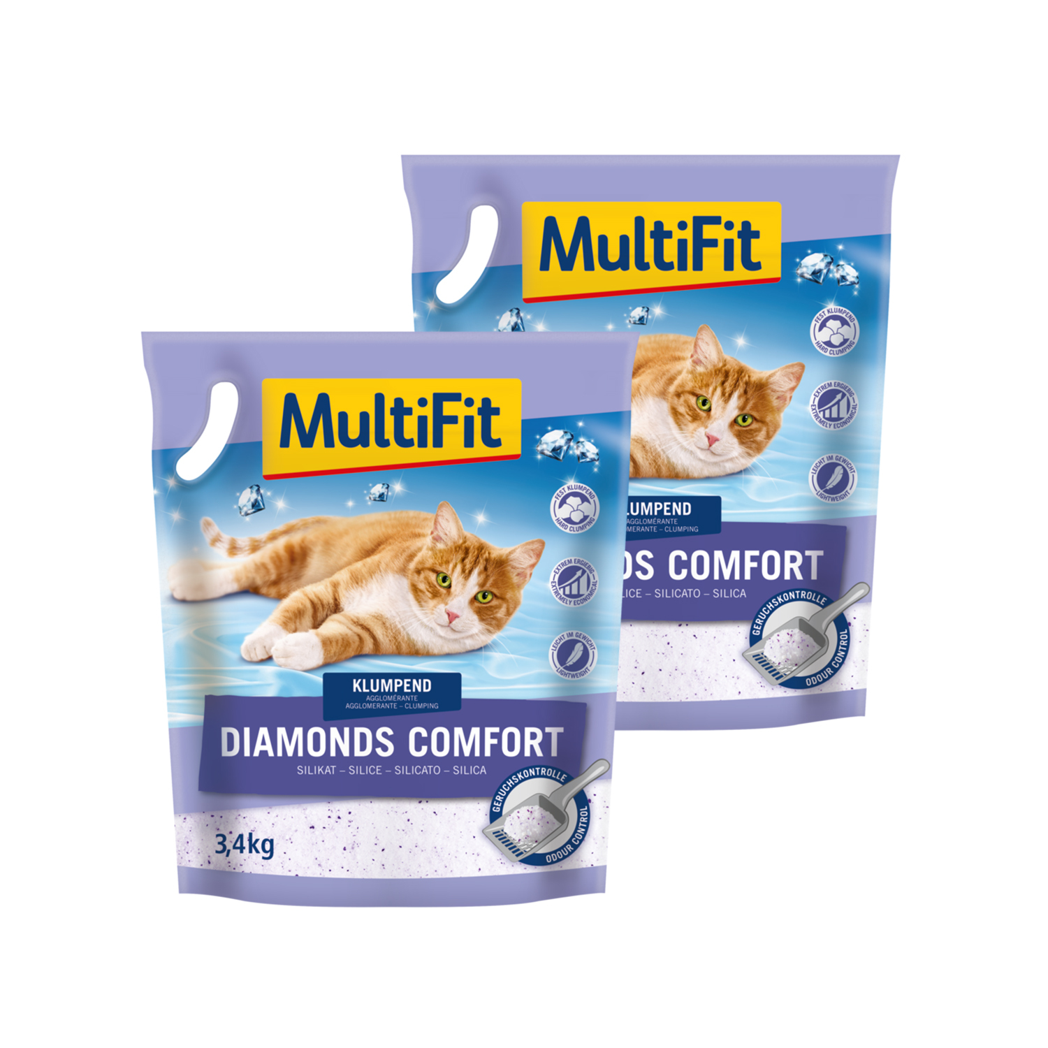 MultiFit Katzenstreu MultiFit diamonds comfort 2x3,4 kg
