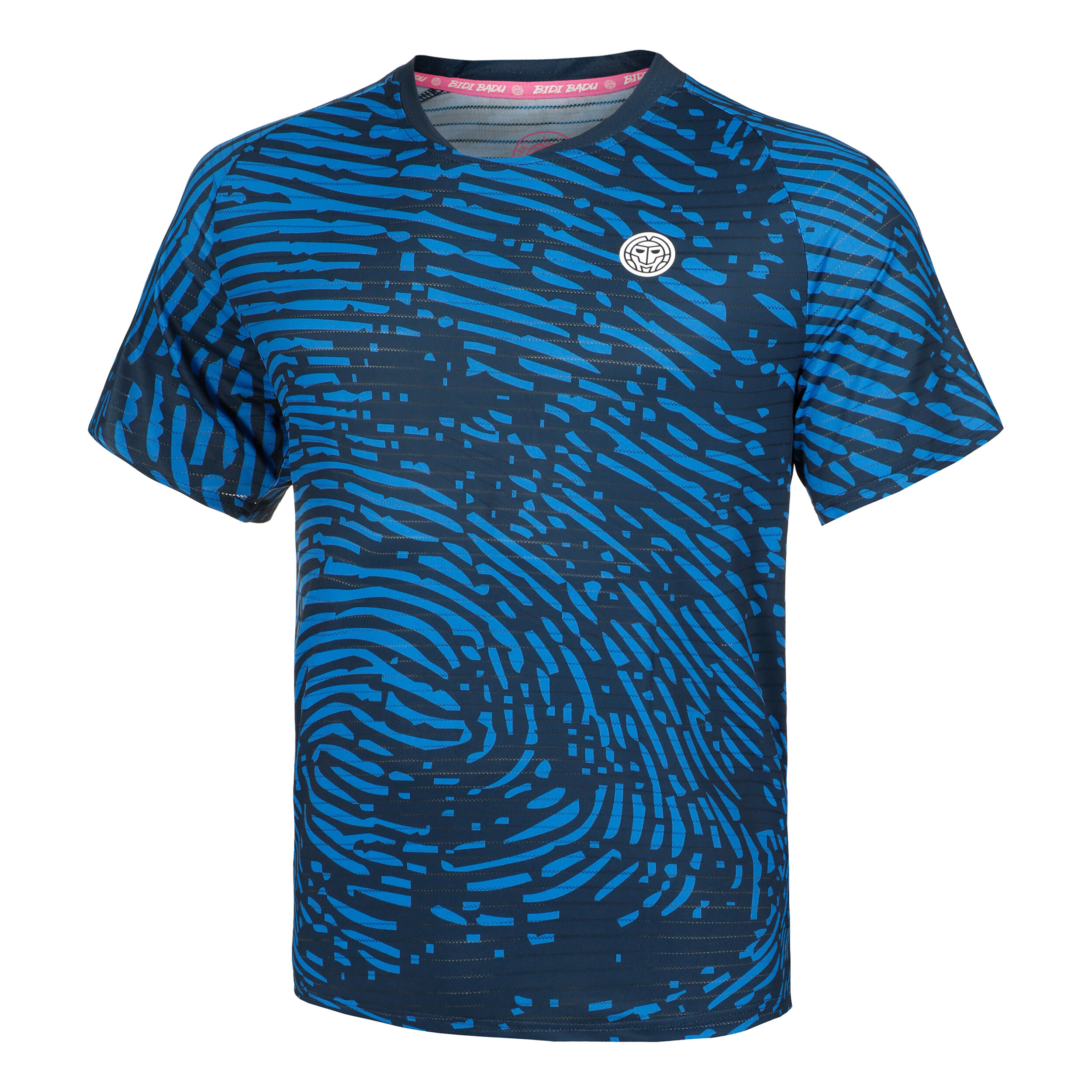 Fingerprint Round Neck T-Shirt Herren - Dunkelblau, Weiß