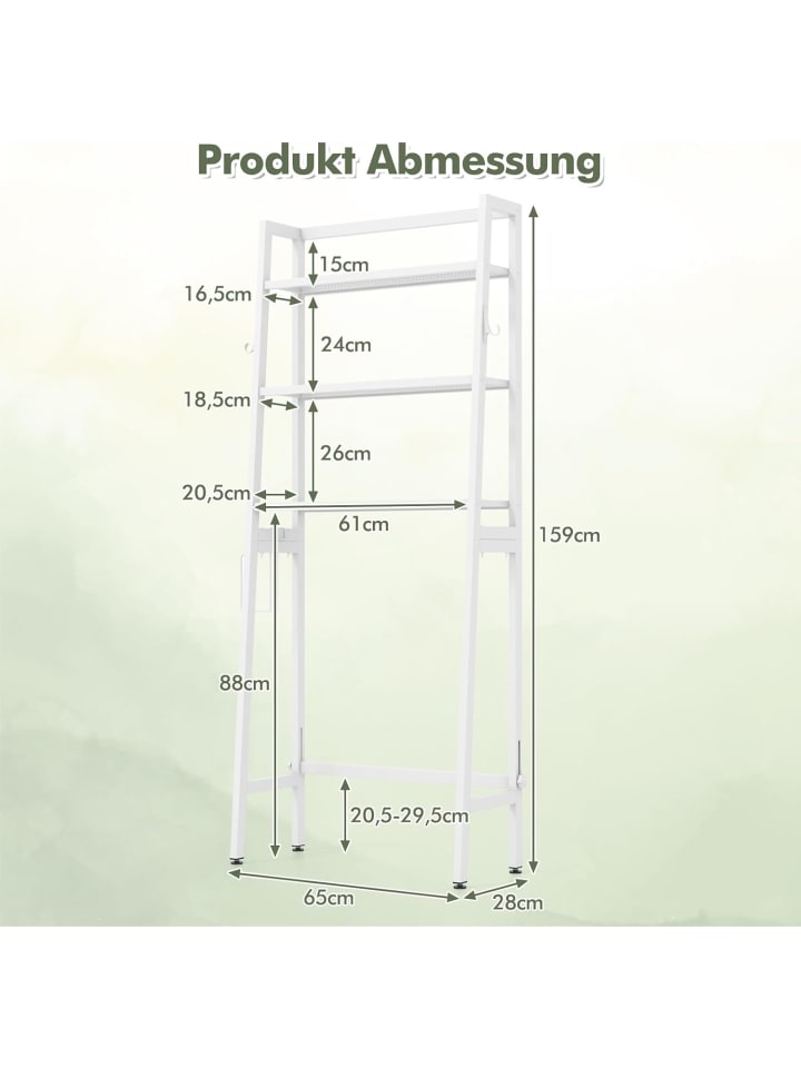 COSTWAY Toilettenregal 65x28x159cm in Weiß günstig kaufen onesize