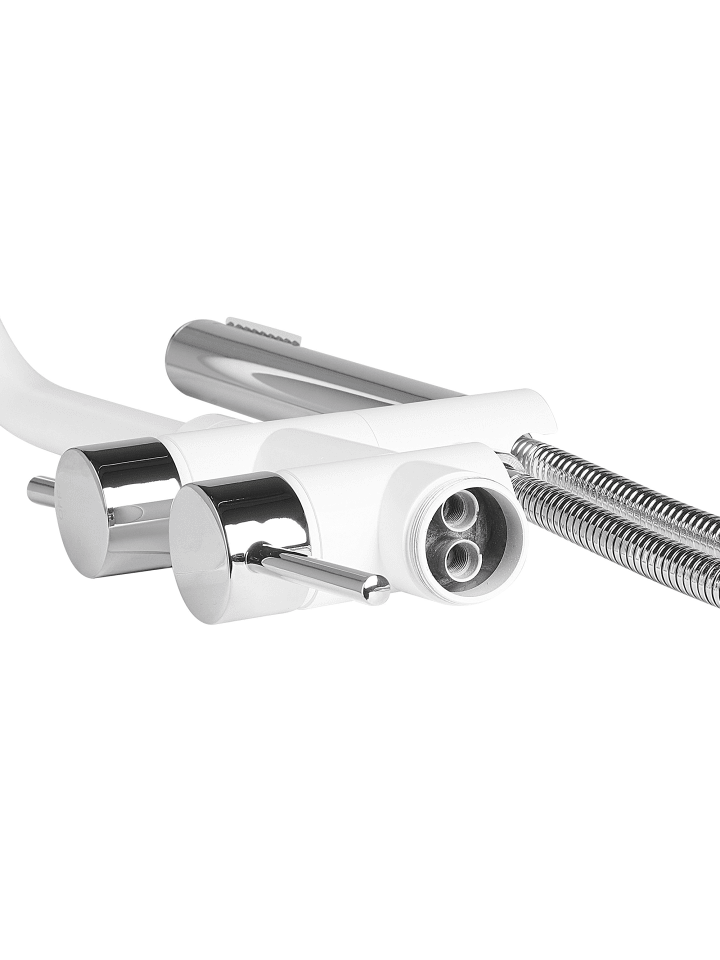 Beliani Wannenarmaturen TUGELA in Weiß/Silber - (W) 21 x (H) 116 x (L) 16 cm günstig kaufen onesize