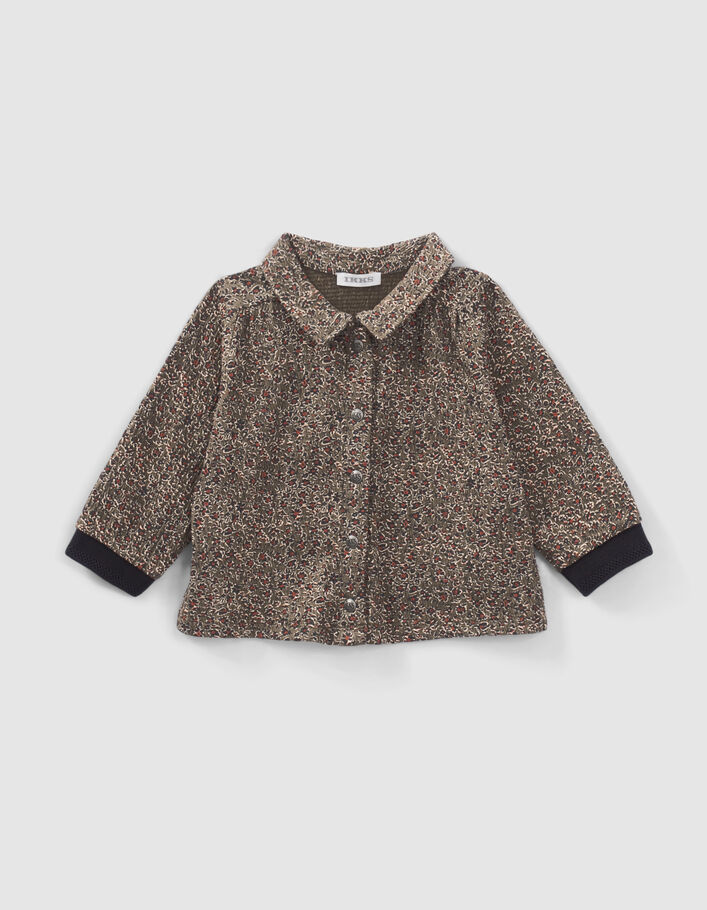 Blouse kaki imprimé léopard floral bébé fille