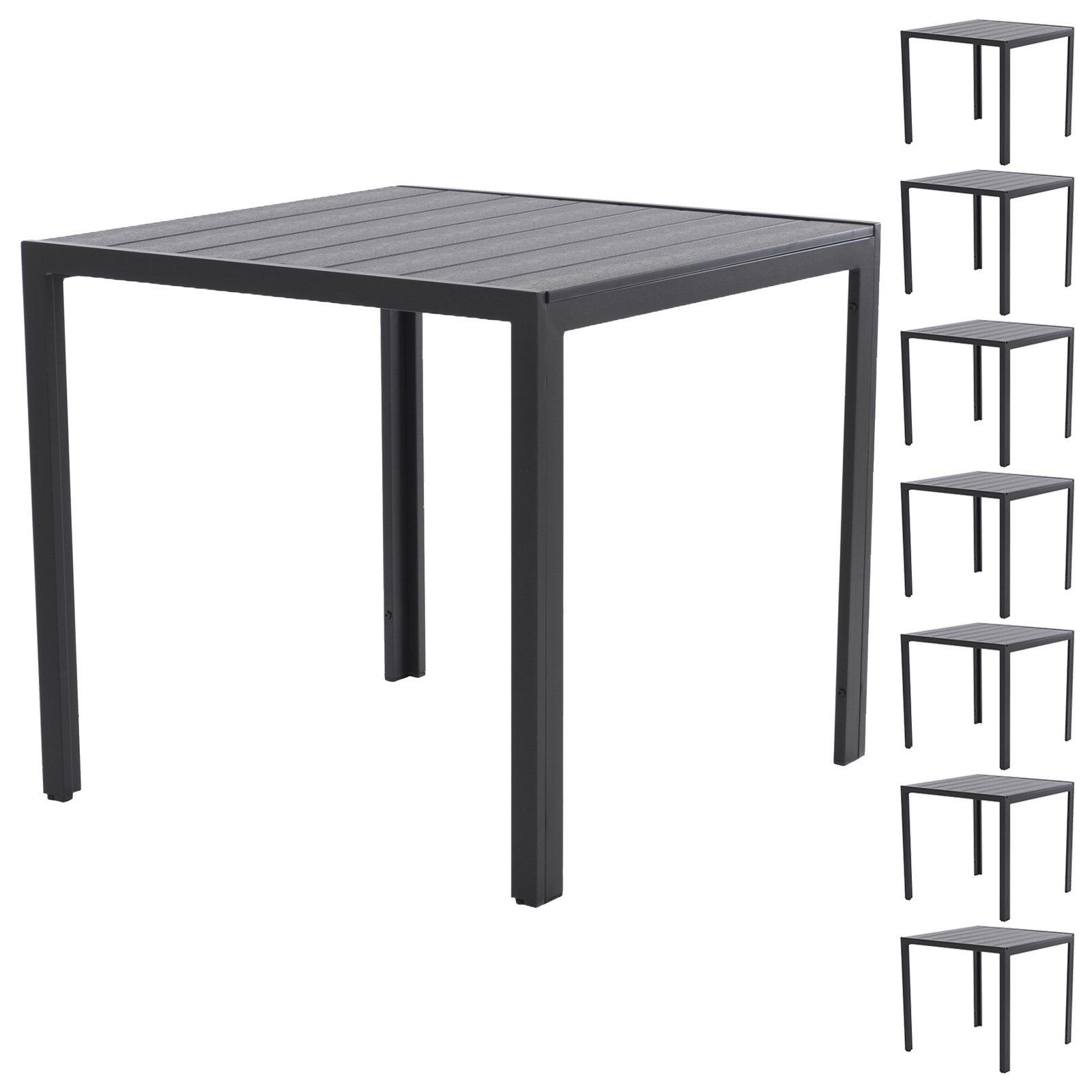 Raburg Gartentisch HARVEY L in SCHIEFER-DUNKEL-GRAU - 70 x 70 cm, Alu & Kunststoff (Set, 8-St., Großmenge: 8er-Set, 12er-Set oder 25er-Set), sehr stabil & leicht, wetterfest & UV-beständig, belastbar bis 100 kg