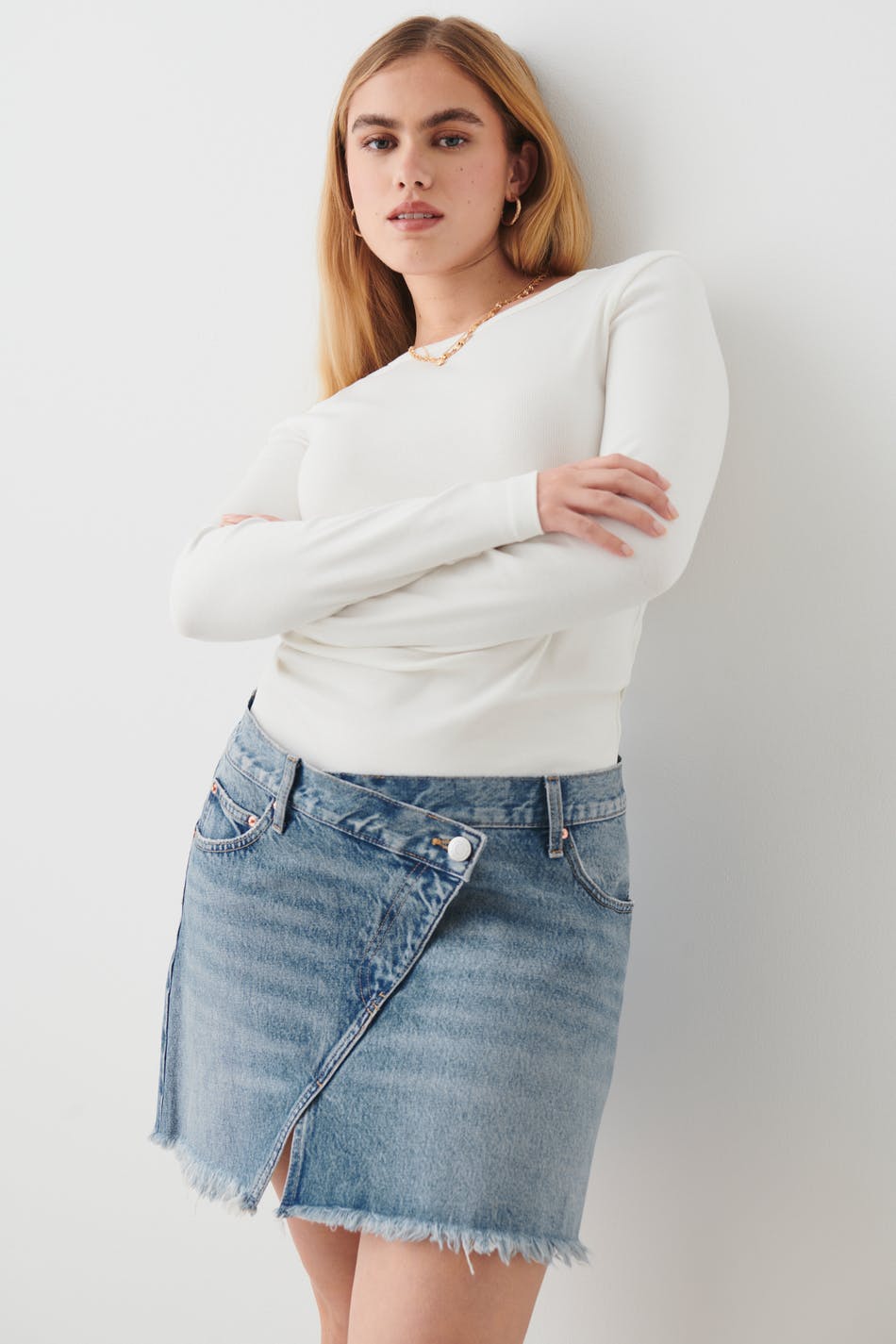 Wrap denim skirt