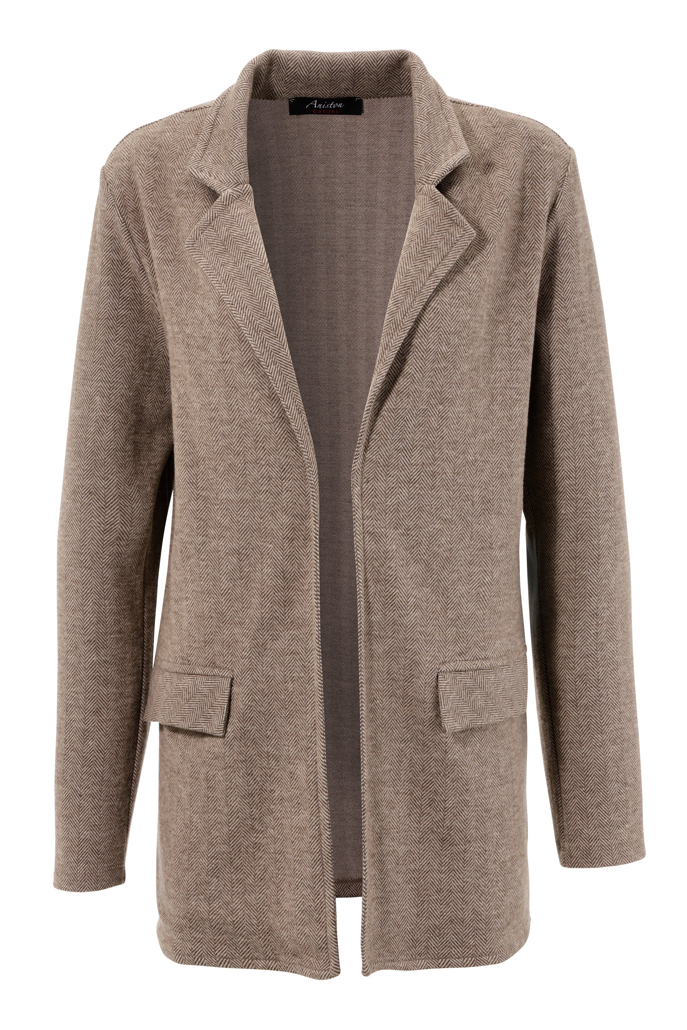 Aniston CASUAL Longblazer mit Fischgrat-Muster