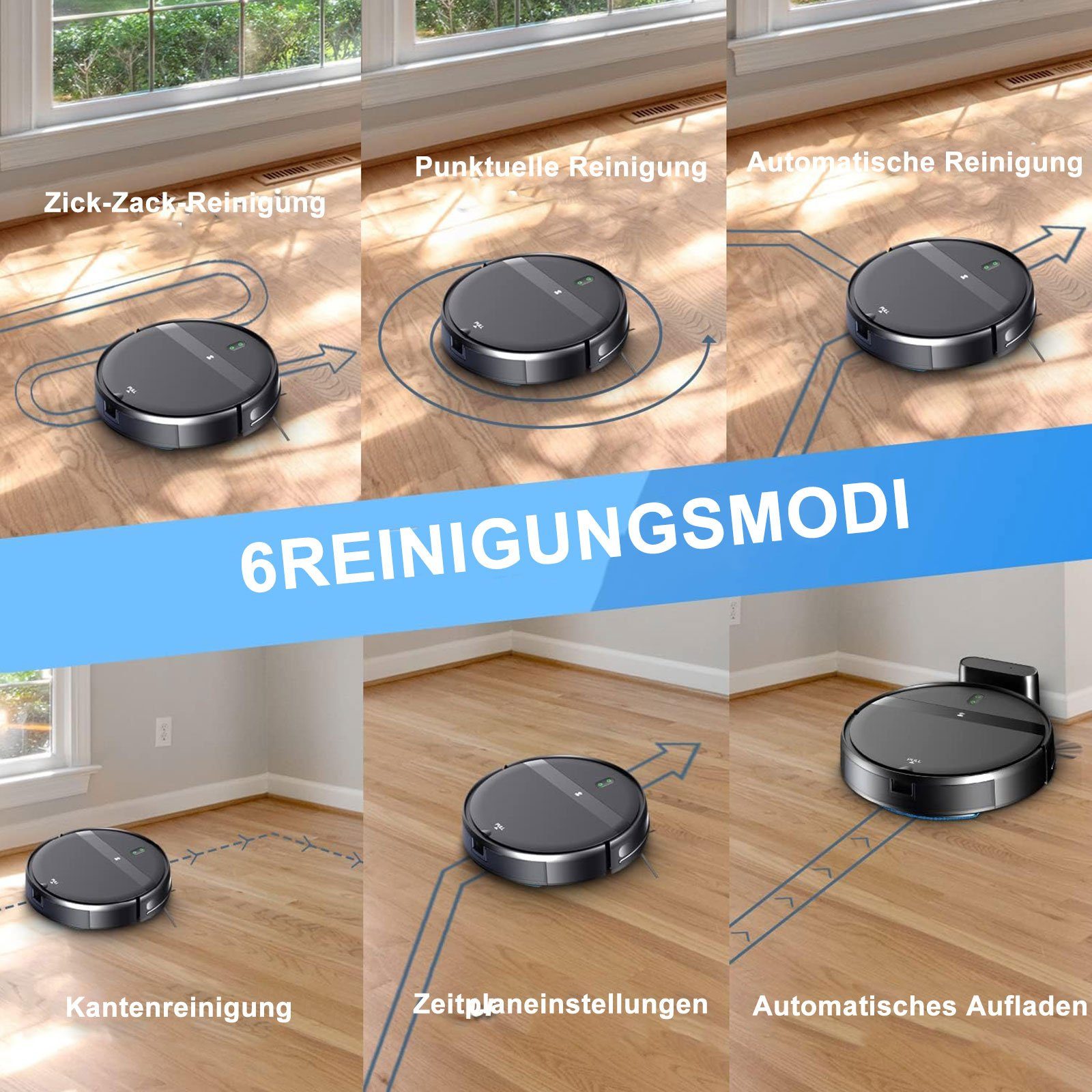 REDOM Nass-Trocken-Saugroboter Staubsauger Roboter Saugroboter Roboterstaubsauger 2in1 Selbstaufladen, Starke 1400 Pa mit Wischfunktion WLAN für Tierhaare Teppich Hartboden
