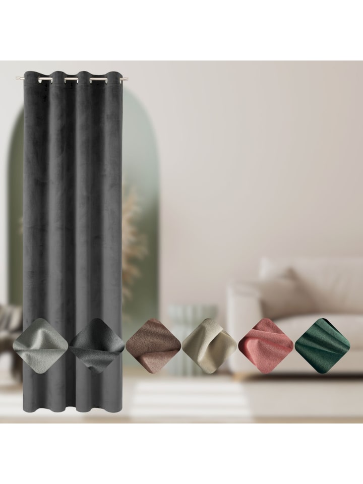 Tom Tailor TT Ösenvorhang VelvetSignature 140 x 250 cm in Anthrazit günstig kaufen 140 x 250 cm