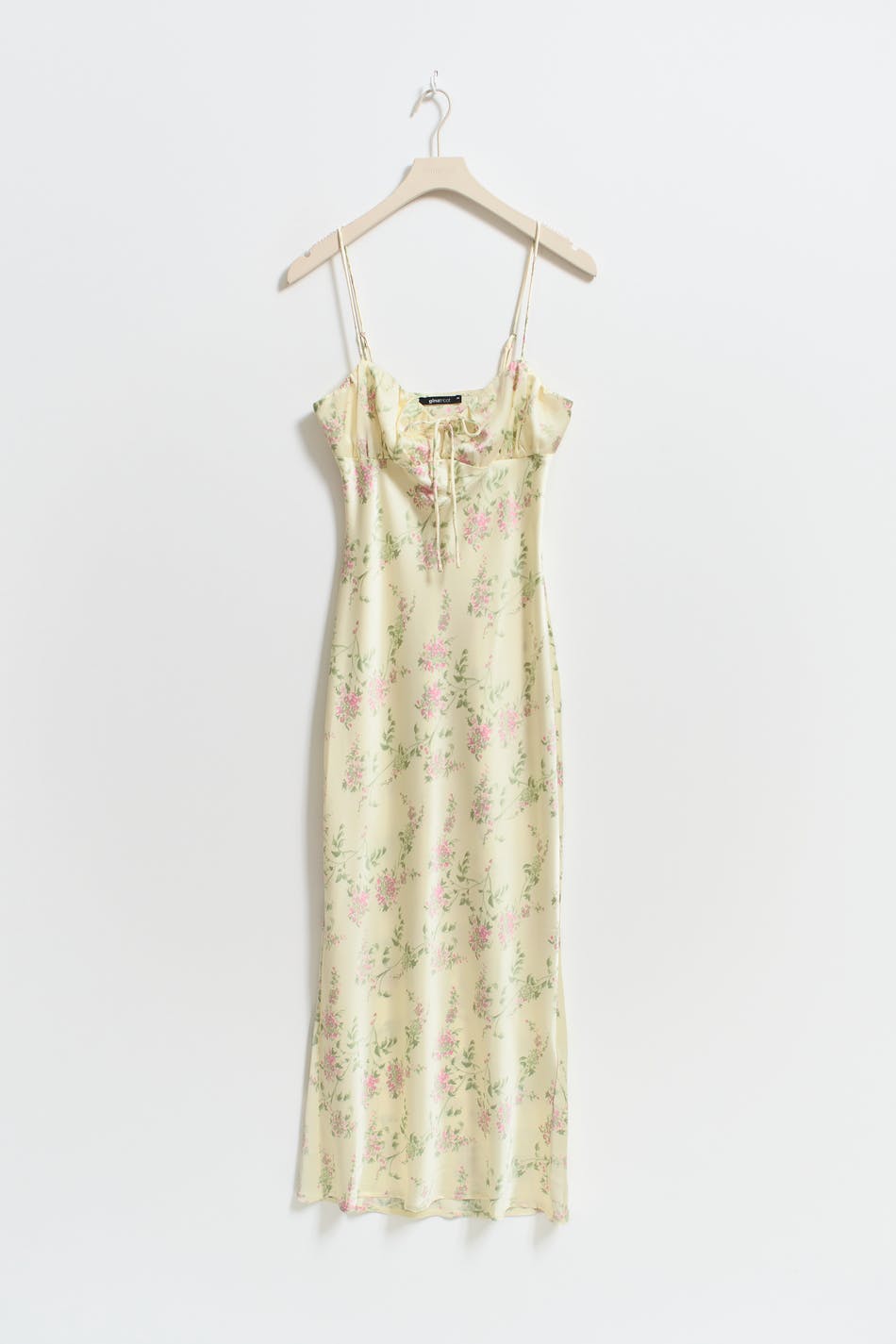 Gathered bust midi strap dress