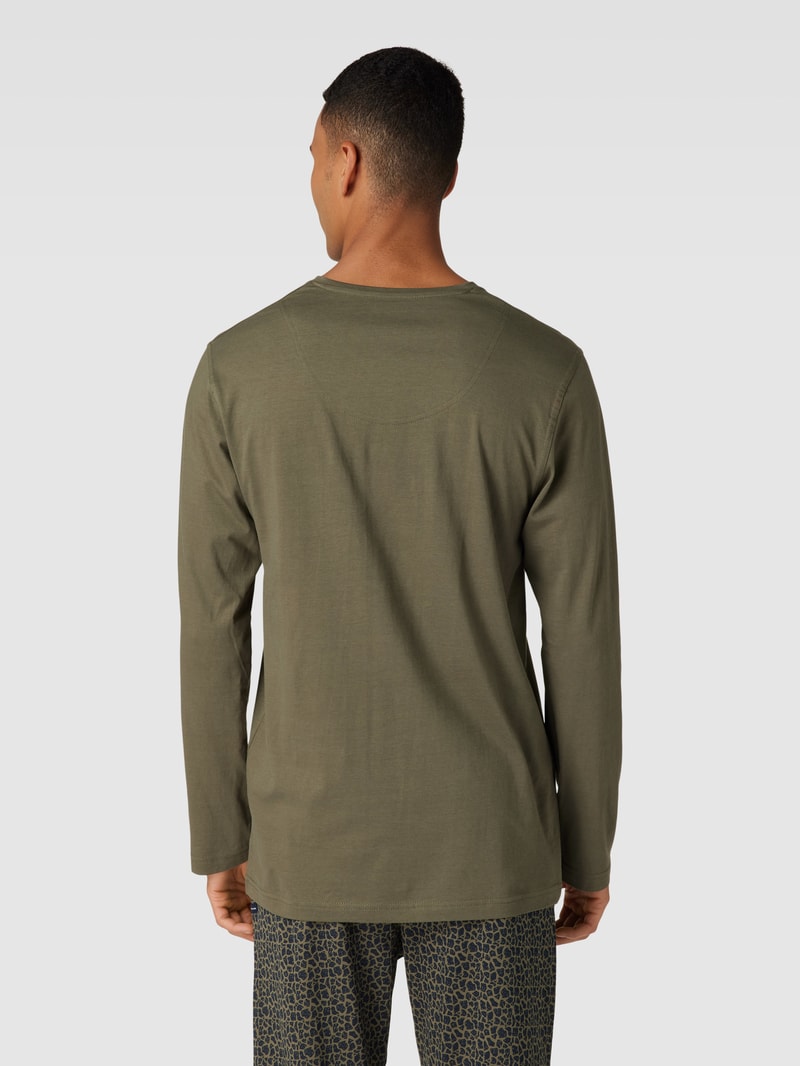 Longsleeve mit V-Ausschnitt Modell 'MIX IT UP!' in olivgrün