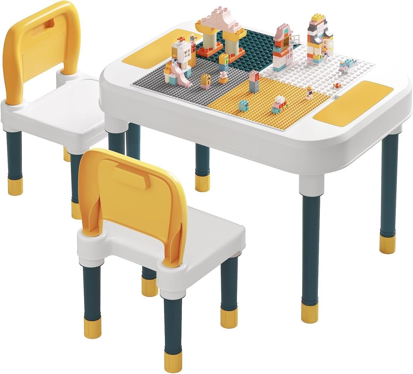 EUGAD Kindertisch (1-St., mit 2 Stühlen), Spieltisch Maltisch mit Stauraum