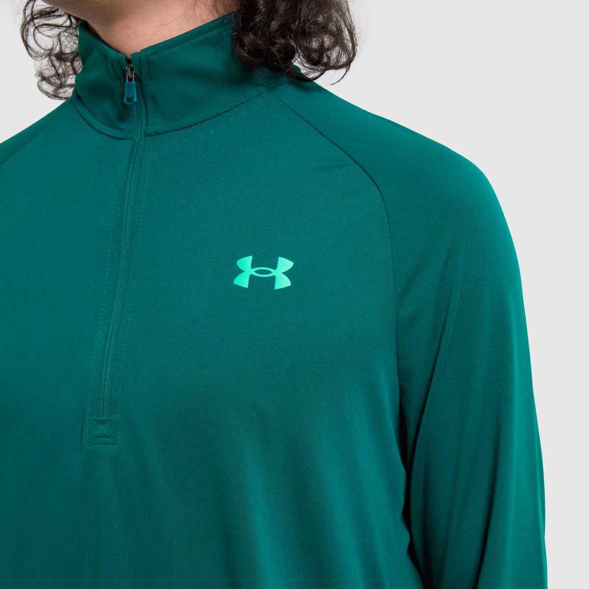 Under Armour – Mörkgrönt tech 2.0-tröja med halv dragkedja och långa ärmar