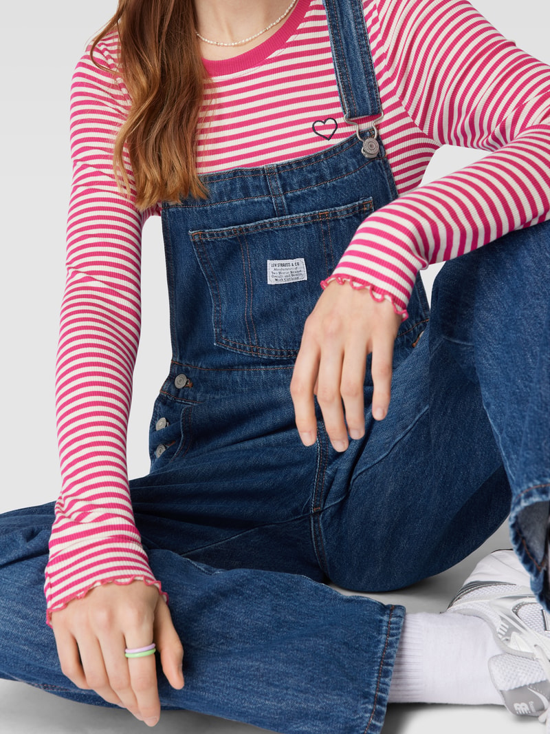 Latzhose mit Label-Patch Modell 'VINTAGE' in jeans