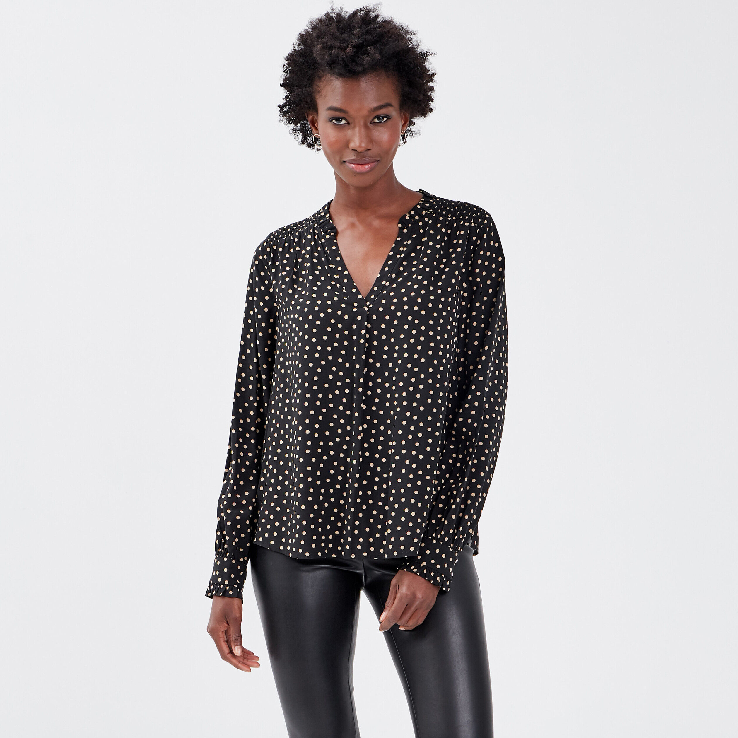 Blouse manches longues noir femme | Cache Cache