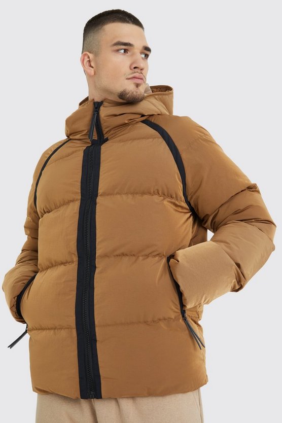 Tall Steppjacke in Knitteroptik mit Kapuze