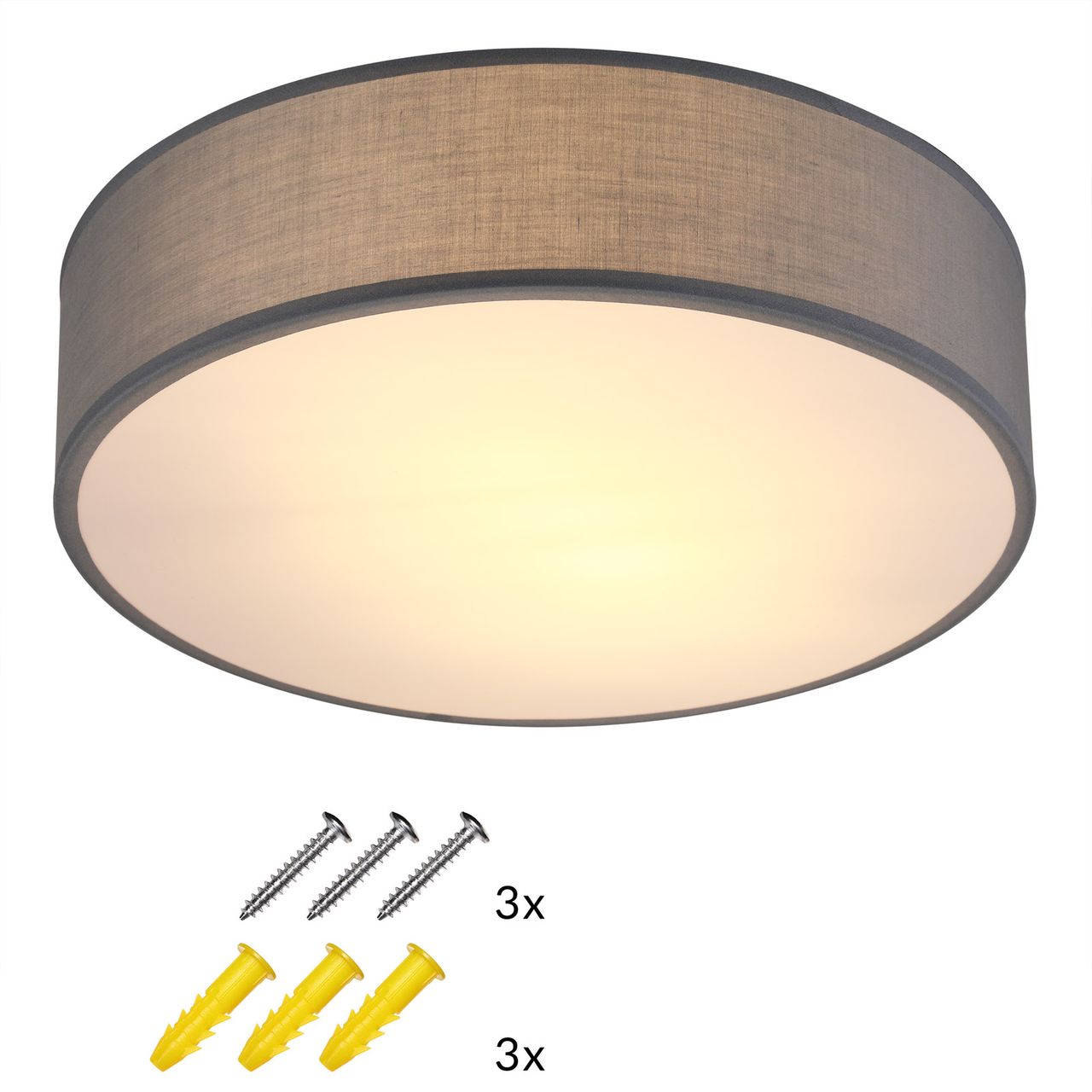 Casaria monzana® Deckenlampe Grau Stoff Ø38cm