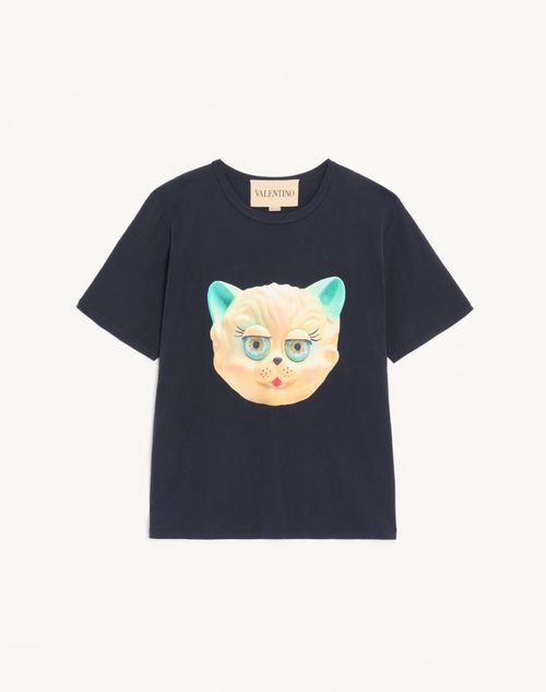 Valentino Bomuld T-Shirt med Le Chat De La Maison Print