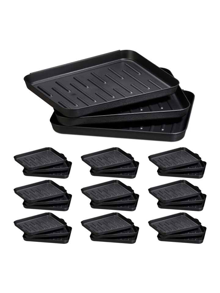 relaxdays 30x Schuhabtropfschale in Schwarz - (B)35 x (H)3 x (T)27 cm günstig kaufen onesize