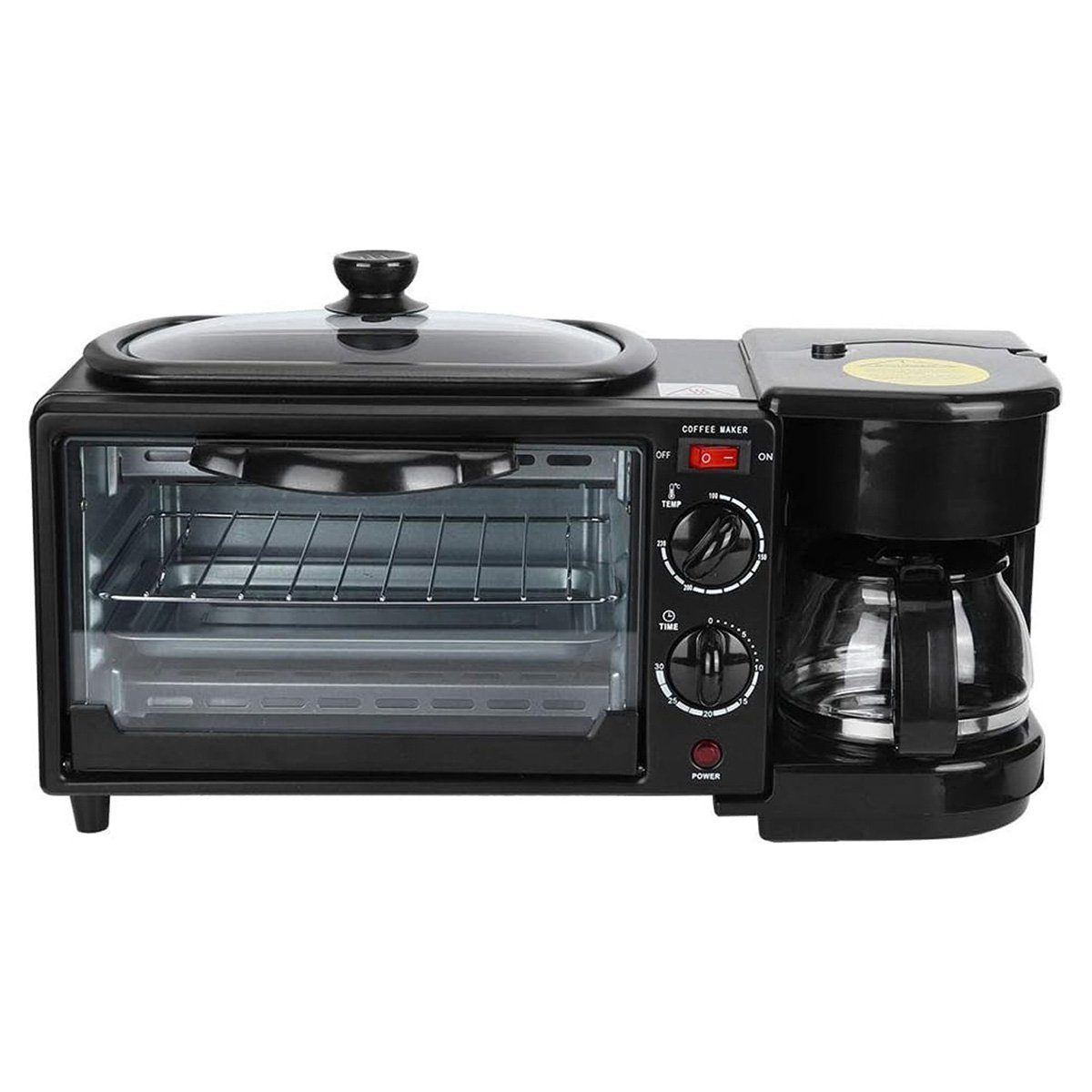 Yoyaxi Frühstücks-Set 3-in-1 Frühstücksstation mit Toaster, Bratpfanne und Kaffeemaschine (1-tlg), Zeitsparende Funktionen und vielseitige Zubereitungsmöglichkeiten