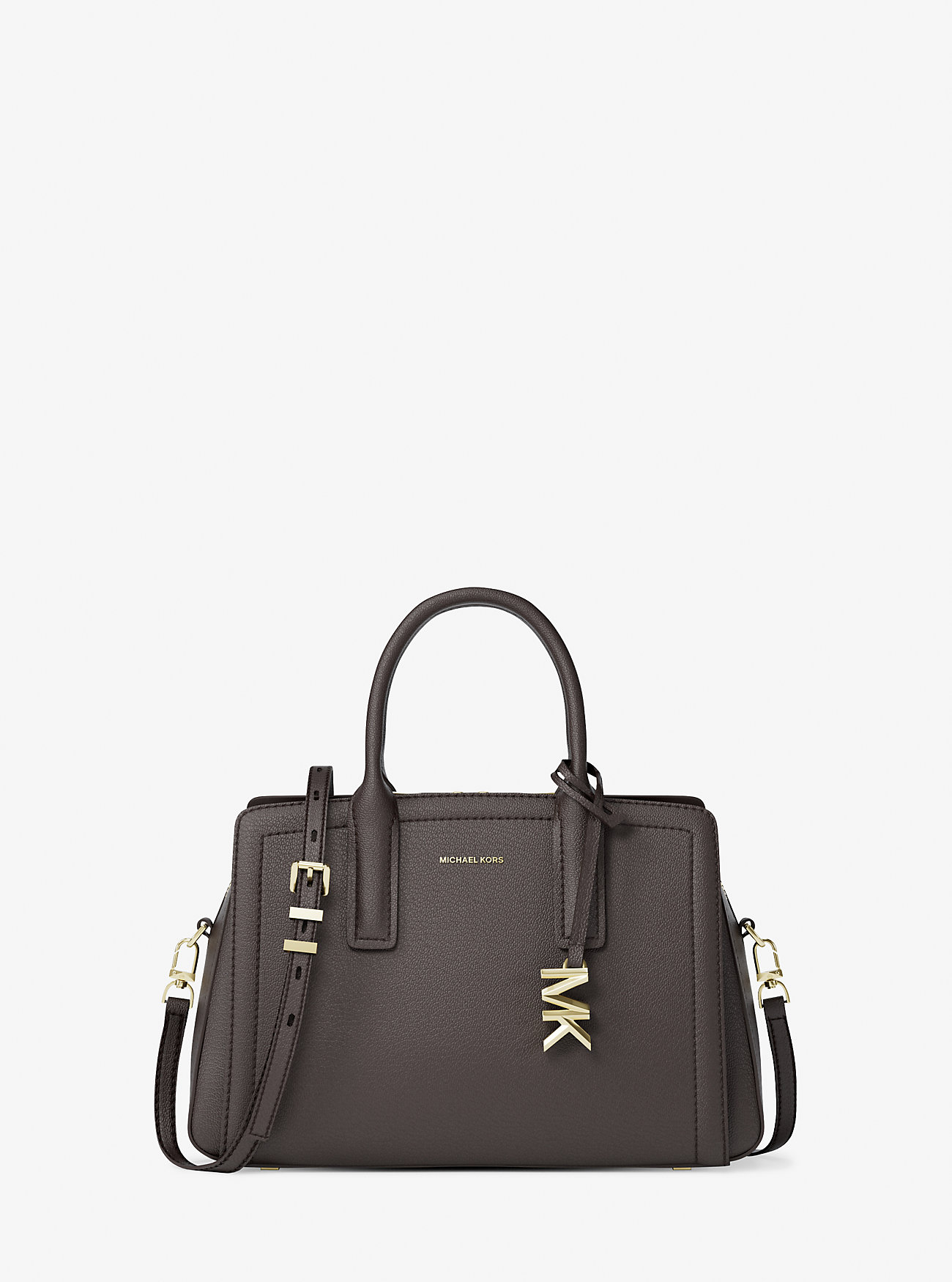 Laila Small Pebbled Leather Satchel - CHOCOLATE