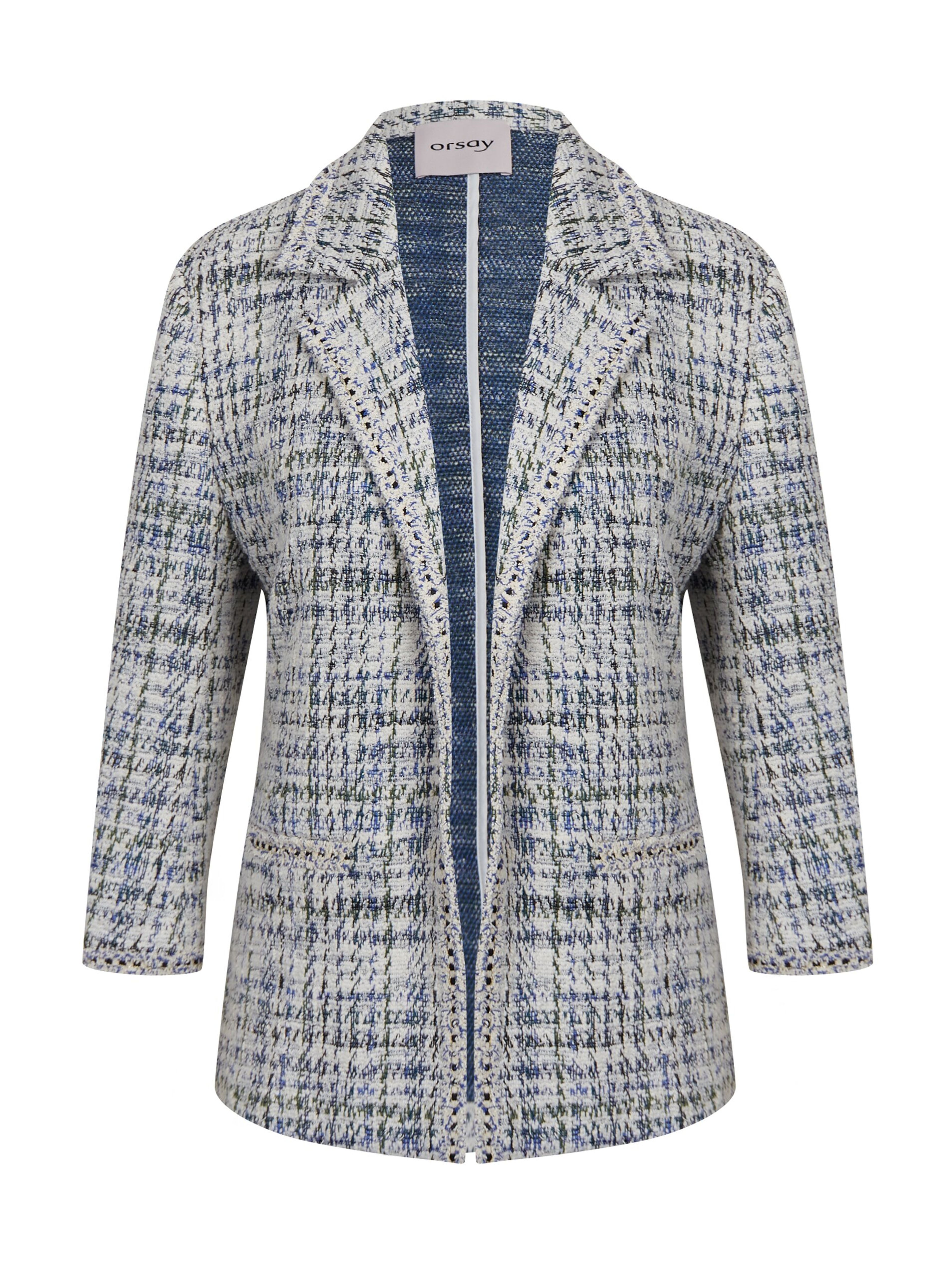 Blaue und cremefarbene Damen-Tweedjacke ORSAY