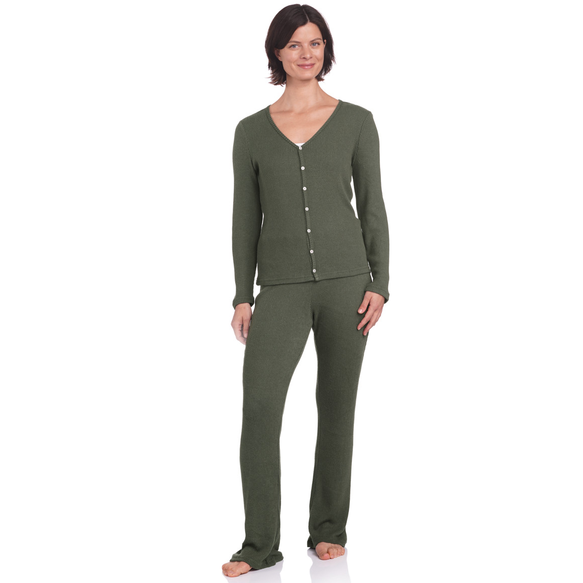 Damen Loungewear-Strickjacke in Rippoptik