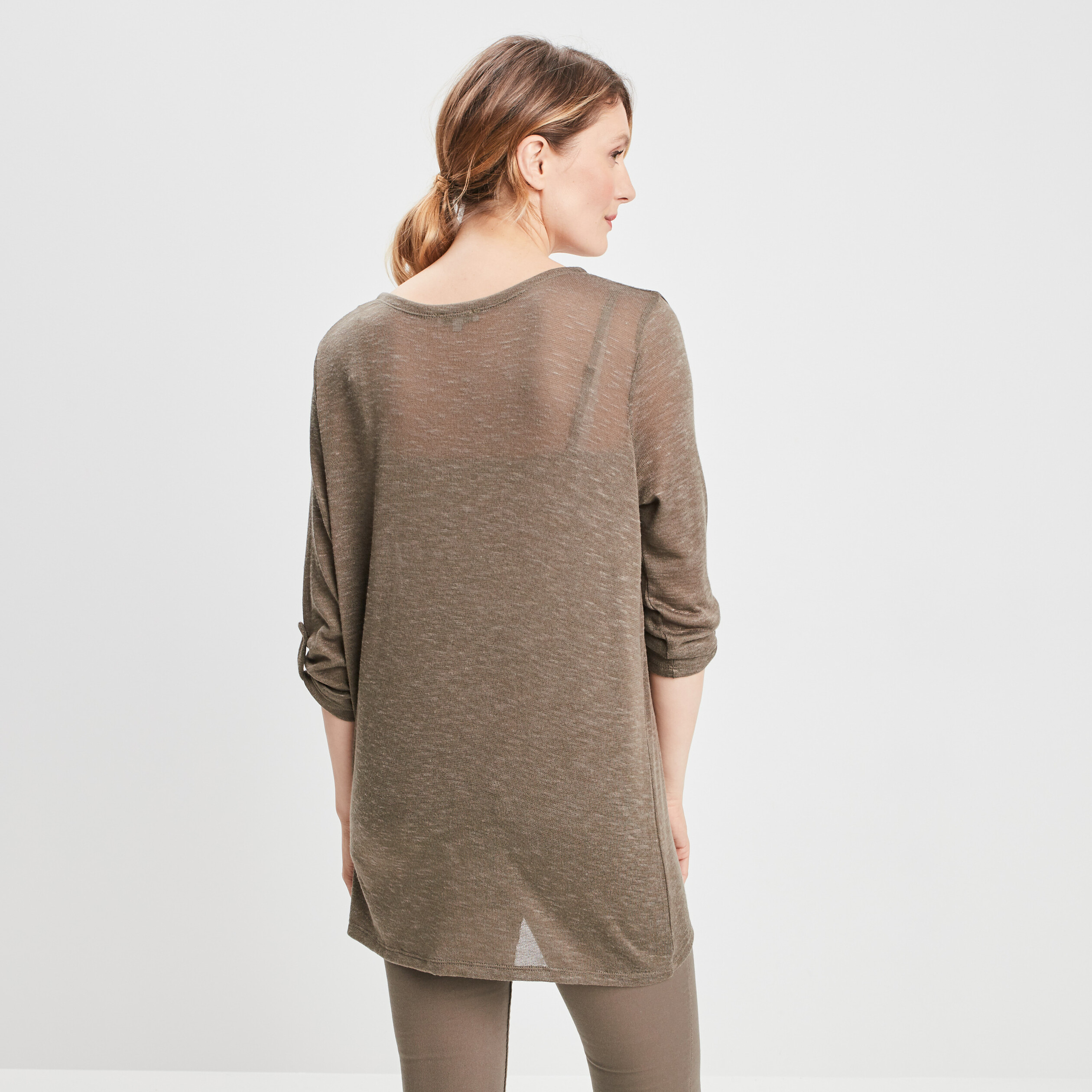 Gilet manches 3 4 vert kaki femme | La Halle