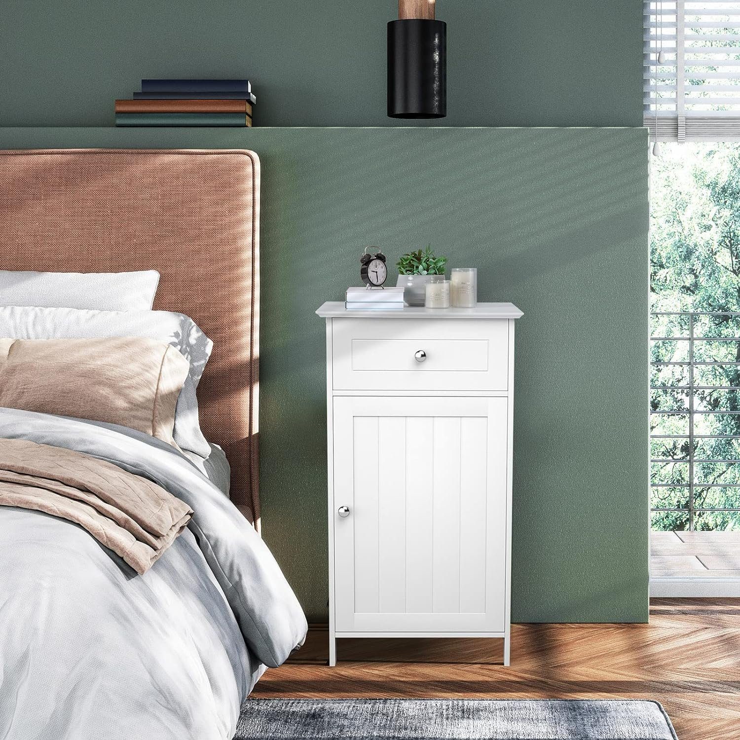 KOMFOTTEU Badkommode Badschrank, mit Schublade & Tür, 43 × 34 × 77 cm, weiß